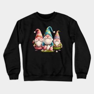 Funny Spring Gnomes Easter Egg Hunting Crewneck Sweatshirt